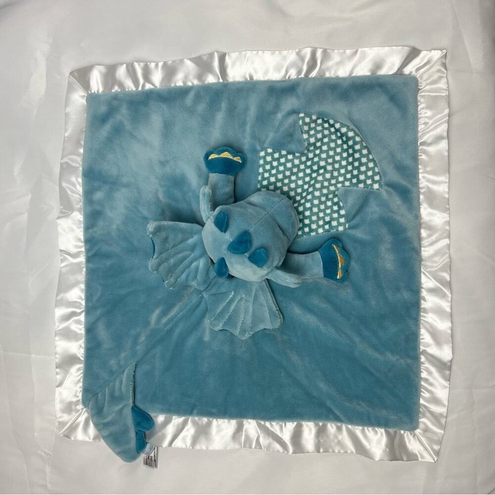 Douglas Baby Dragon Lovey Security Blanket Baby Plushie Fleece Blue Soft Lovie - Picture 6 of 11